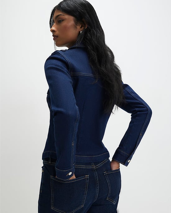 River Island Womens Denim Jacket Blue Fitted Collared Denim - Image 3