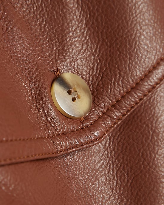River Island Womens Jacket Brown Faux Leather Funnel Neck - Image 5