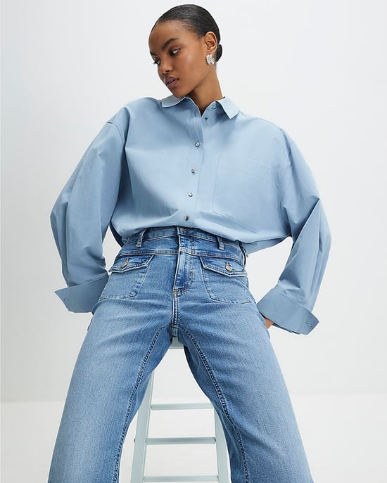 River Island Womens Flared Jeans Blue High Waisted Relaxed - Image 2