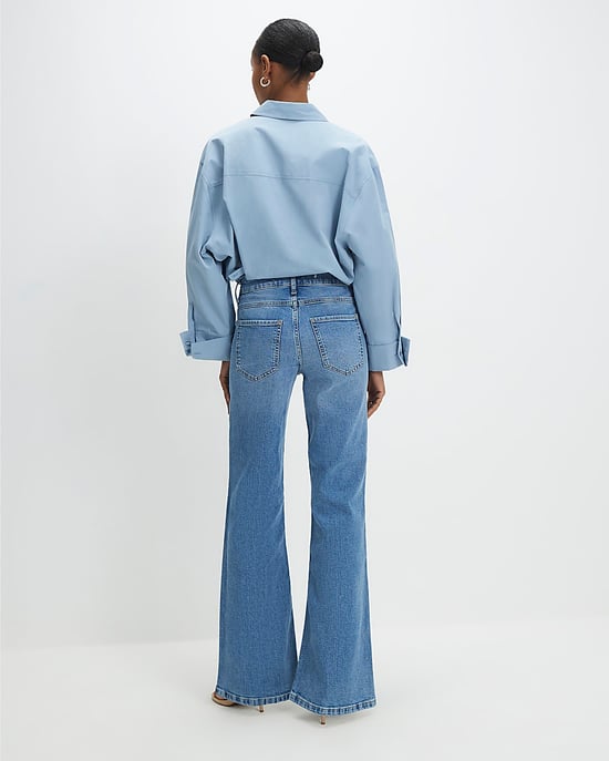 River Island Womens Flared Jeans Blue High Waisted Relaxed - Image 3