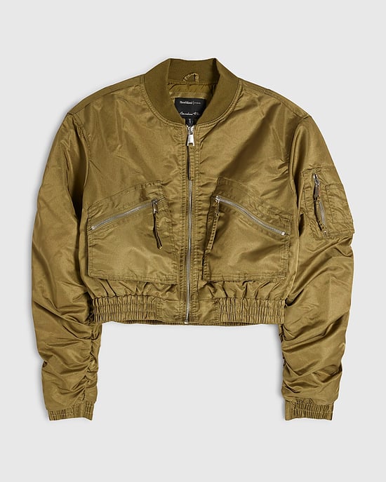 River Island Womens Bomber Jacket Green Cropped Fitted - Image 6
