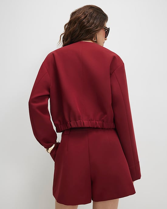 River Island Womens Bomber Jacket Red Long Sleeve Pocket Detail - Image 4