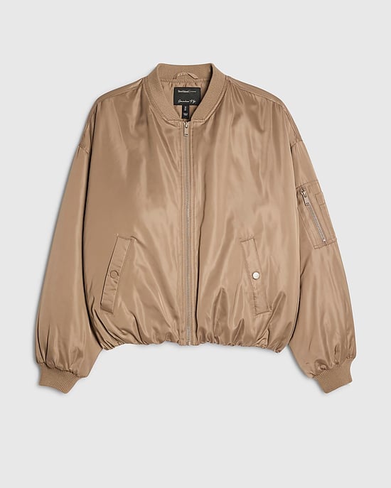 River Island Womens Bomber Jacket Brown Oversized Bubble Hem - Image 4