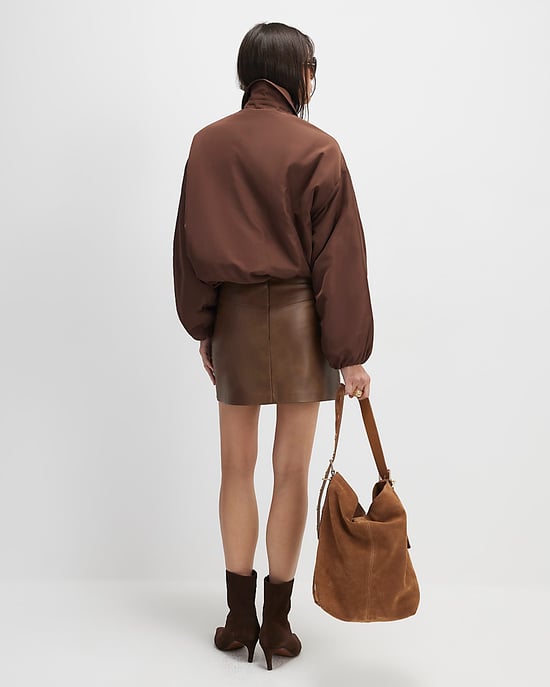 River Island Womens Mini Skirt Brown Faux Leather Belted - Image 3