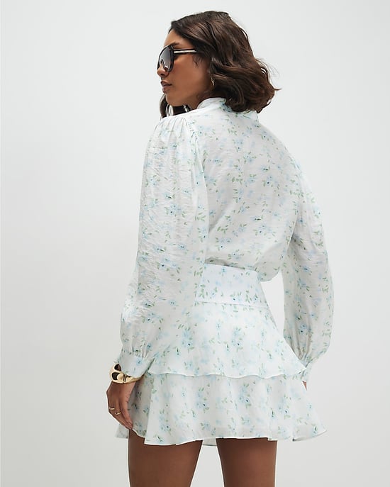 River Island Womens Mini Skirt White Floral Rara Zip Tiered - Image 4
