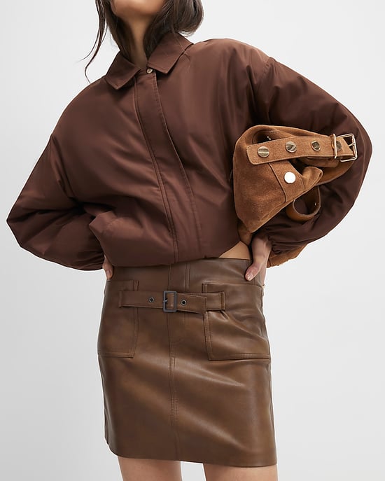 River Island Womens Mini Skirt Brown Faux Leather Belted - Image 4
