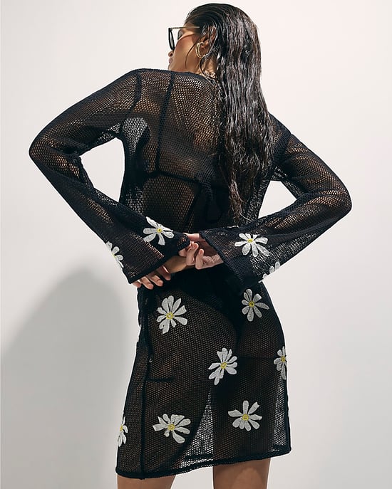 River Island Womens Mini Skirt Black Daisy Crochet Drawstring - Image 4