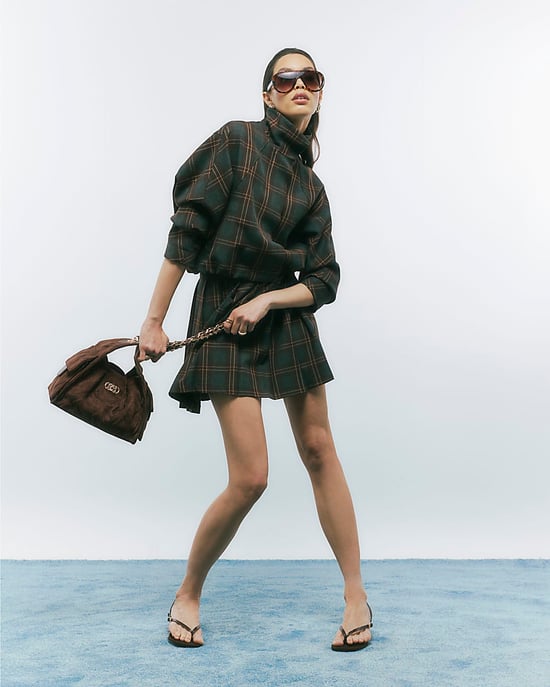 River Island Womens Mini Skirt Brown Pleated Check - Image 2