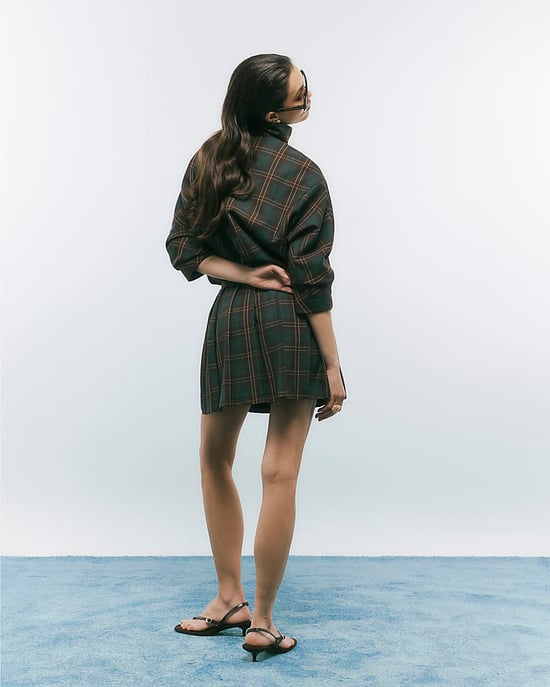 River Island Womens Mini Skirt Brown Pleated Check - Image 3