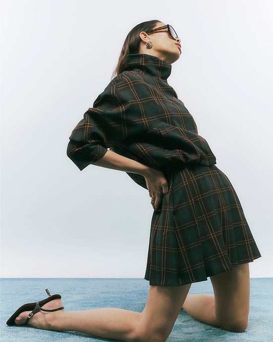 River Island Womens Mini Skirt Brown Pleated Check - Image 4