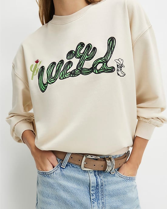 River Island Womens Sweatshirt Cream Cotton Blend Cactus - Image 2