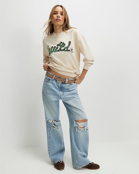 River Island Womens Sweatshirt Cream Cotton Blend Cactus - Image 4