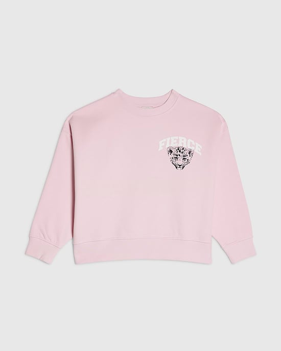 River Island Girls Sweatshirt Pink Fierce Vibes Cheetah - Image 4