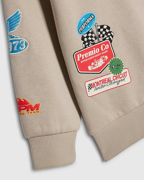 River Island Boys Sweatshirt Beige Motorsport Badges - Image 3