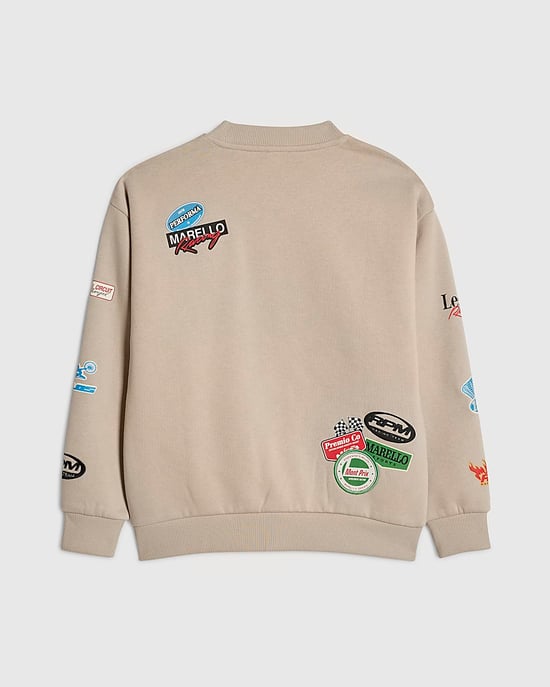 River Island Boys Sweatshirt Beige Motorsport Badges - Image 4
