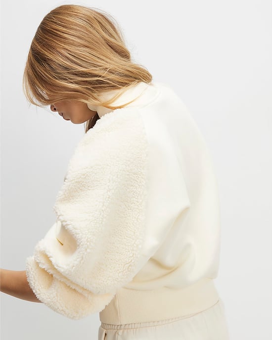 River Island Womens Sweatshirt Cream Long Sleeve Borg Detail - Image 3
