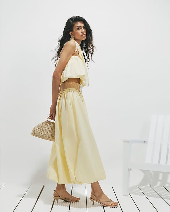 River Island Womens Maxi Skirt Yellow Poplin Bubble Hem - Image 2