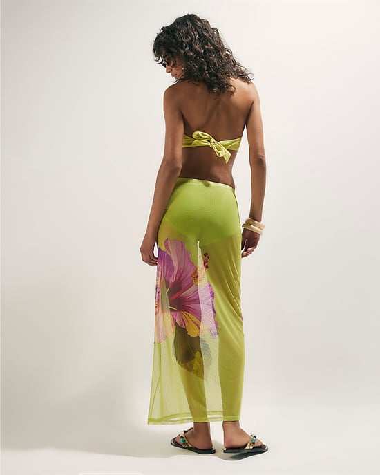 River Island Womens Maxi Skirt Green Hibiscus Print Elasticated Waist - Image 3