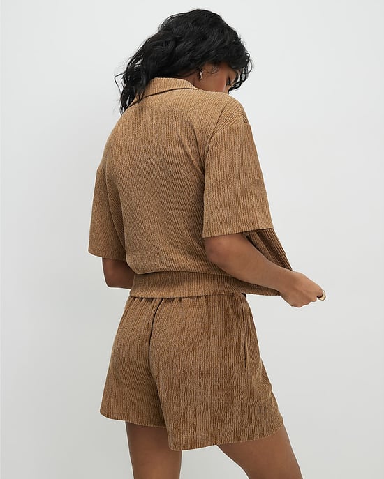 River Island Womens Shorts Beige Textured Drawstring Waist - Image 3