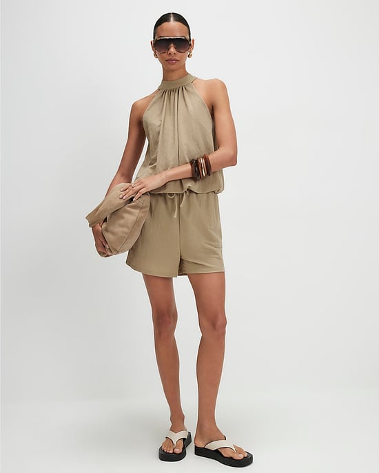 River Island Womens Shorts Khaki Drawstring - Image 2