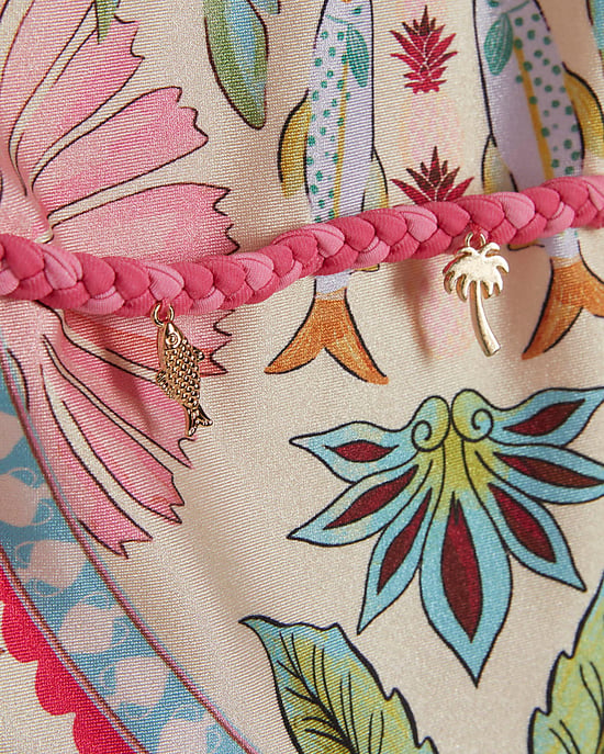 River Island Girls Swimsuit Pink Palm Tree Print Scoop Neck - Image 2