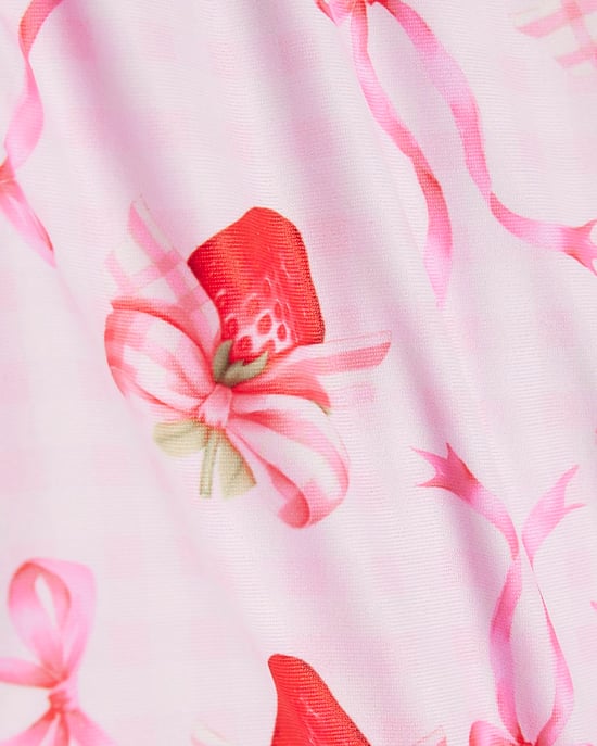 River Island Mini Girls Swimsuit Pink Strawberry Bow Tutu - Image 3