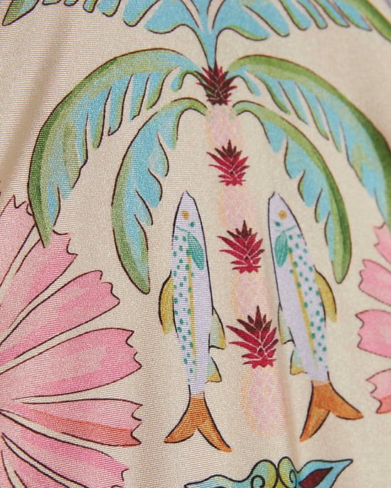 River Island Girls Swimsuit Pink Palm Tree Print Scoop Neck - Image 3