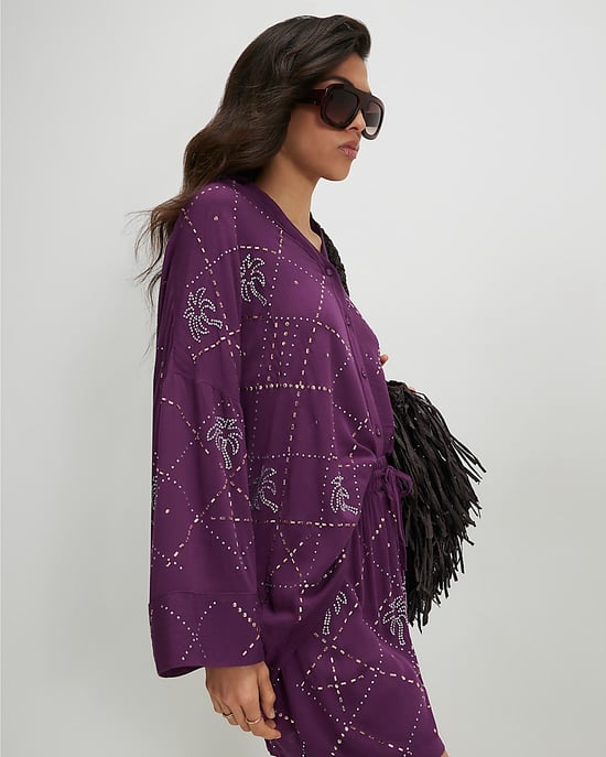 River Island Womens Shirt Purple Palm Embellished - Image 2