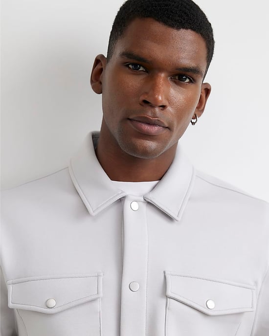 River Island Mens Overshirt Grey Slim Fit - Image 2