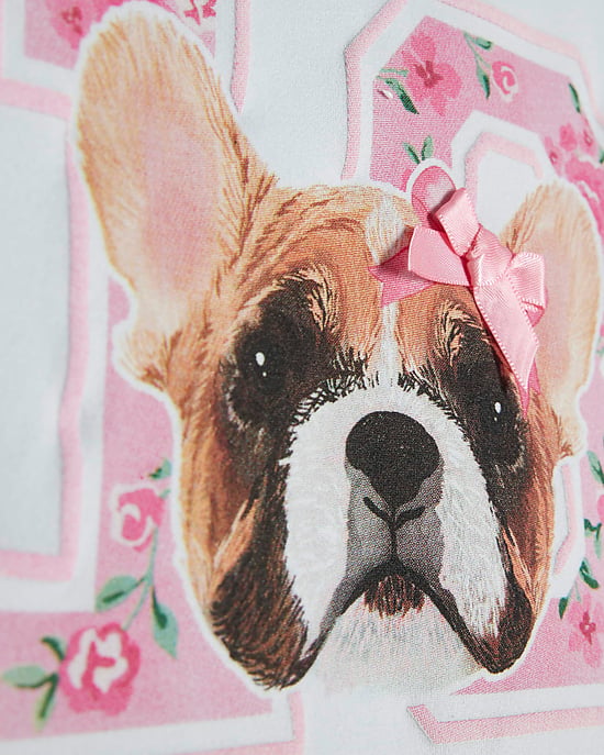 River Island Girls Pyjamas Set Pink Ditsy Puppytooth 2 Piece - Image 3