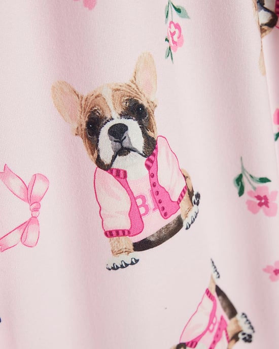 River Island Girls Pyjamas Set Pink Ditsy Puppytooth 2 Piece - Image 4