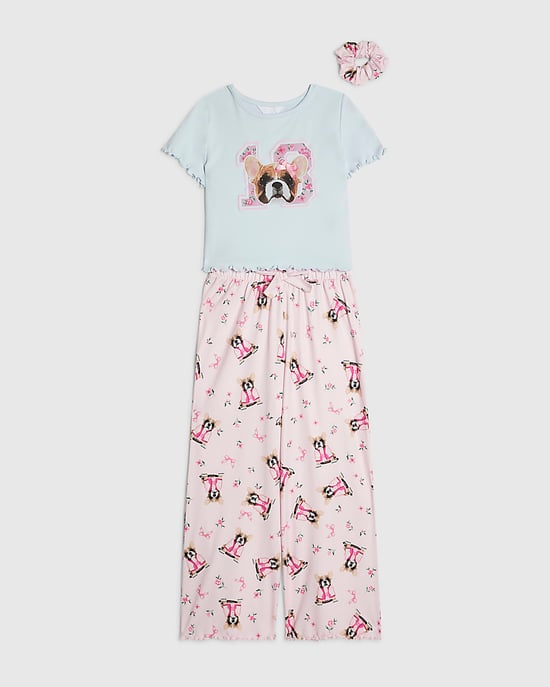 River Island Girls Pyjamas Set Pink Ditsy Puppytooth 2 Piece - Image 5