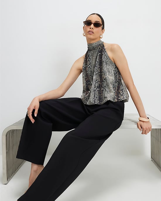River Island Womens Barrel Leg Trousers Black Pleated - Image 2