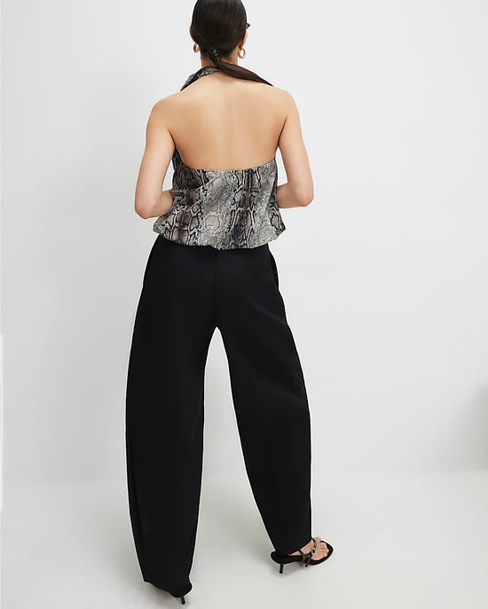 River Island Womens Barrel Leg Trousers Black Pleated - Image 3