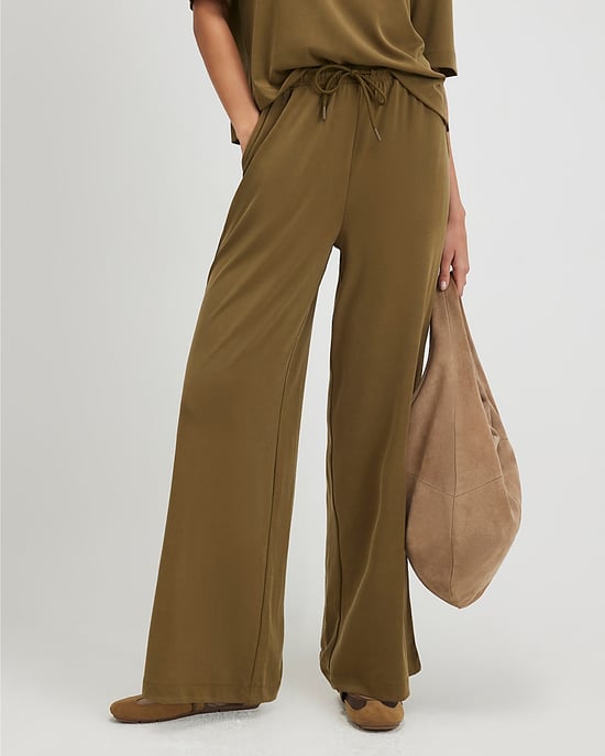 River Island Womens Wide Leg Trousers Khaki Soft Touch - Image 2