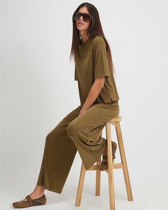 River Island Womens Wide Leg Trousers Khaki Soft Touch - Image 3