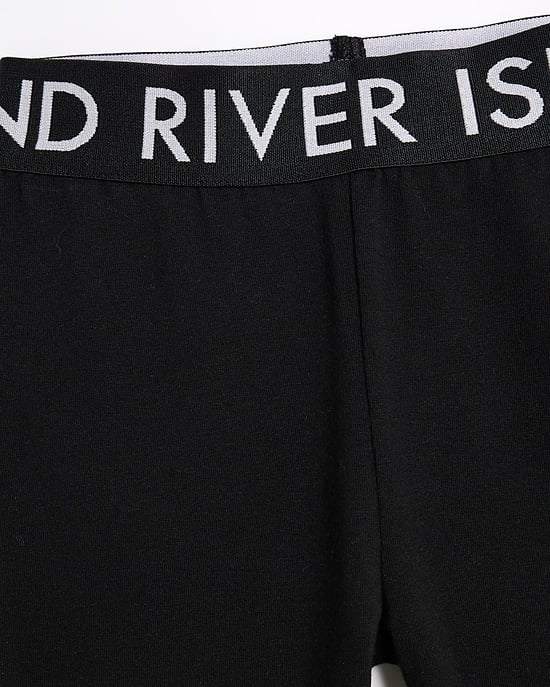 River Island Girls Flared Trousers Black RI Waistband - Image 2