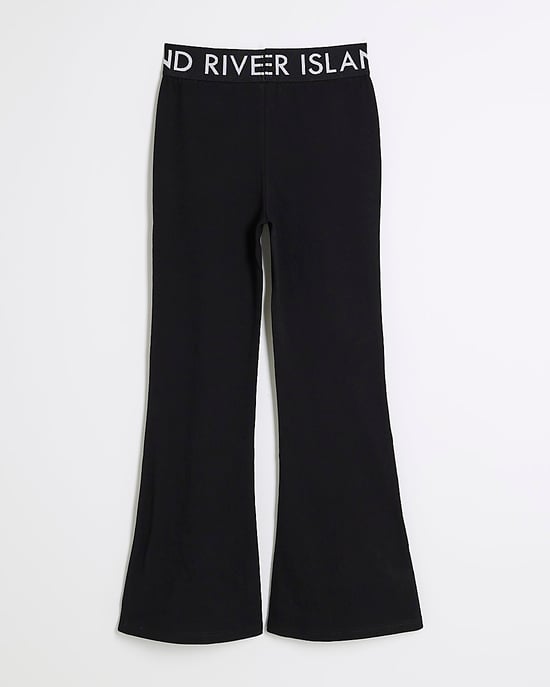 River Island Girls Flared Trousers Black RI Waistband - Image 4