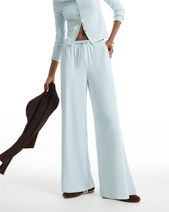 River Island Womens Wide Leg Trousers Blue Soft Touch - Image 1