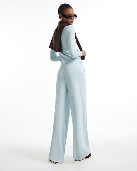 River Island Womens Wide Leg Trousers Blue Soft Touch - Image 4