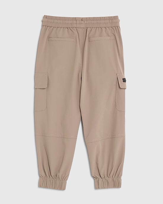 River Island Mini Boys Cargo Trousers Beige Zip Utility Pockets - Image 4