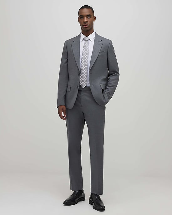 River Island Mens Suit Trousers Grey Slim Fit Concealed Fastening - Image 2