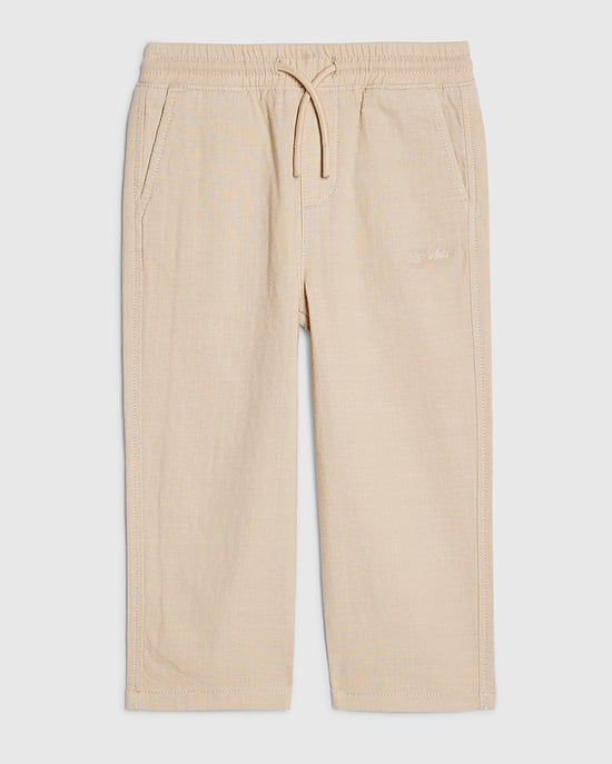 River Island Mini Boys Trousers Beige Pull On Drawstring - Image 1