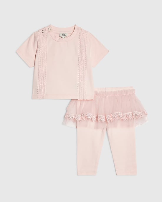 River Island Baby Girls T-Shirt & Leggings Set Pink Tulle 2 Piece - Image 1