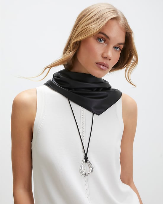 River Island Womens Scarf Black Faux Leather Multi Wear - Image 2
