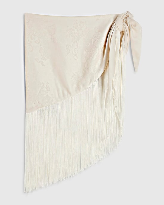 River Island Womens Scarf Cream Fringe Jacquard Hip - Image 2
