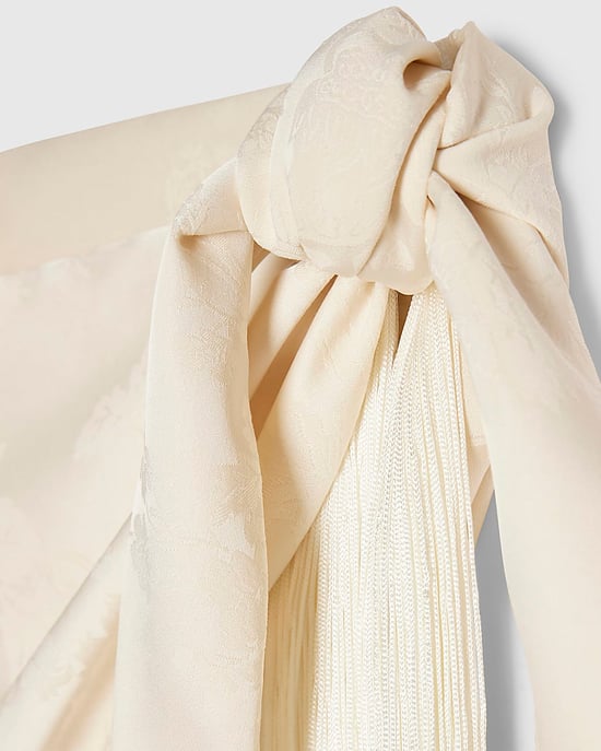 River Island Womens Scarf Cream Fringe Jacquard Hip - Image 3