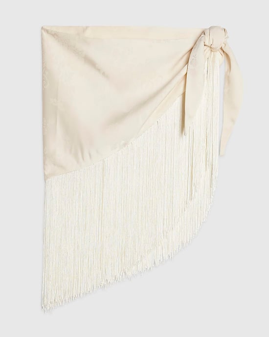 River Island Womens Scarf Cream Fringe Jacquard Hip - Image 4