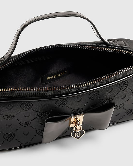 River Island Girls Pencil Case Black Padlock Bow Zip - Image 4