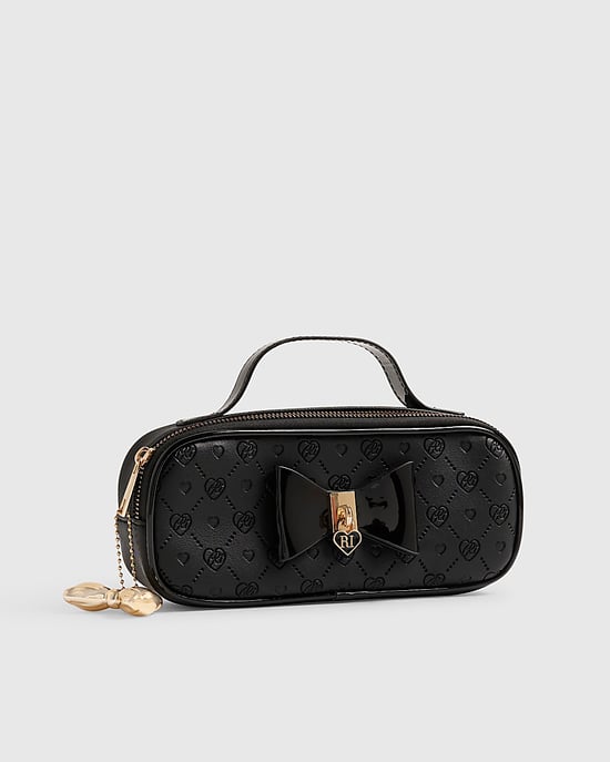 River Island Girls Pencil Case Black Padlock Bow Zip - Image 5